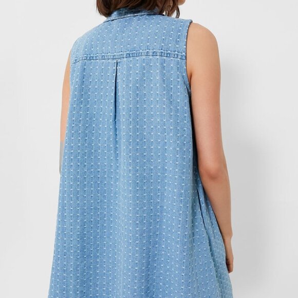 Tuckernuck Charlie Dress in Light Wash Denim Dot Chambray Size Large NWT - Picture 2 of 5